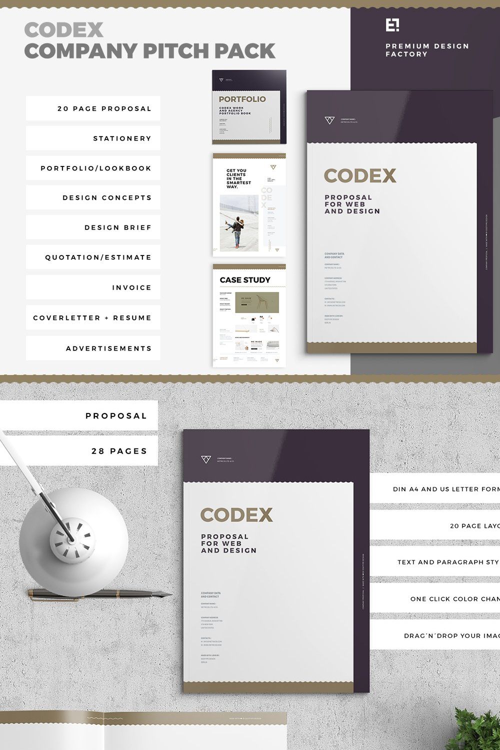 Codex Proposal Pitch Pack pinterest preview image.