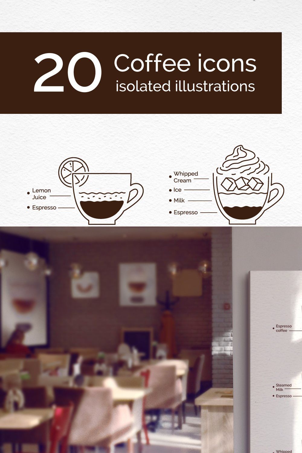 Coffee Recipes Icons pinterest preview image.