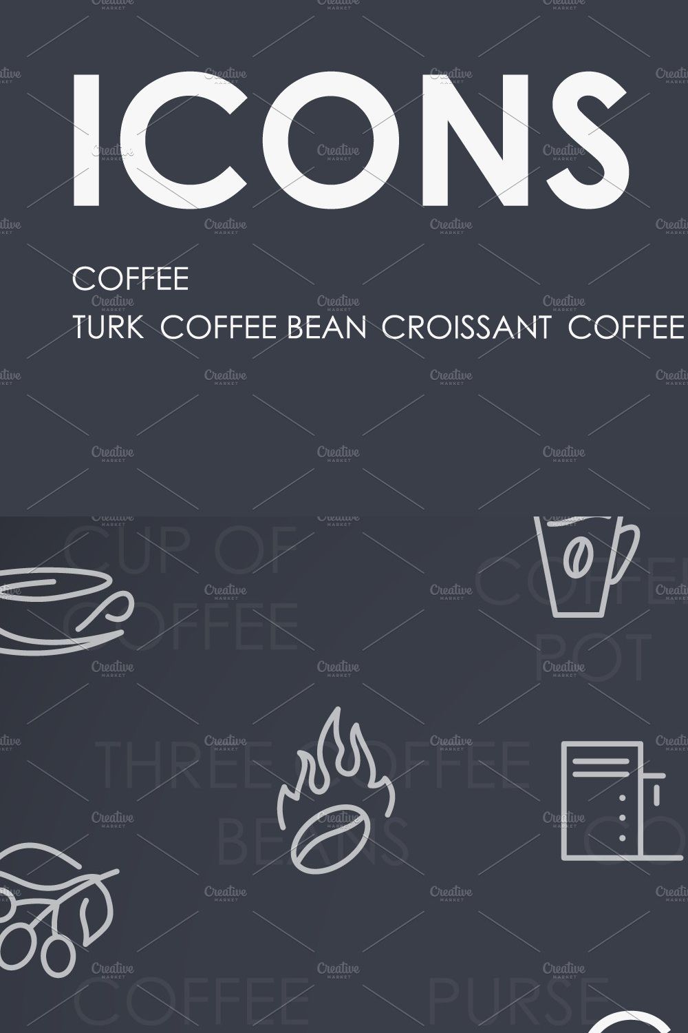 Coffee thinline icons pinterest preview image.