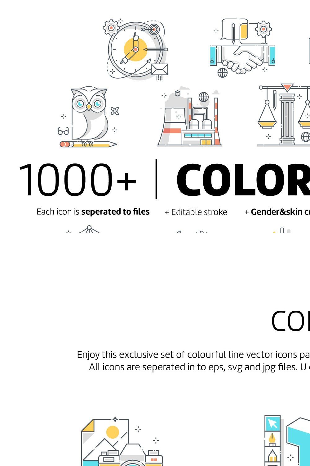 Color line icons pinterest preview image.