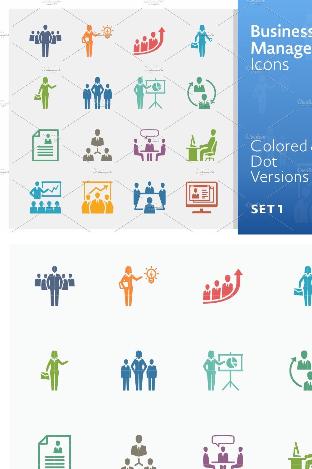 Colored Business Management Icons 1 pinterest preview image.