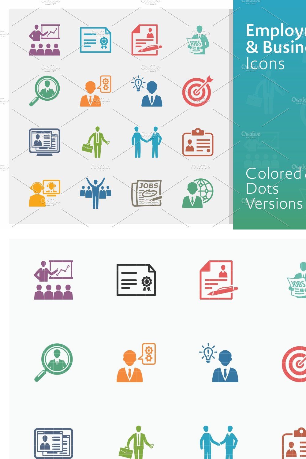 Colored Employment & Business Icons pinterest preview image.