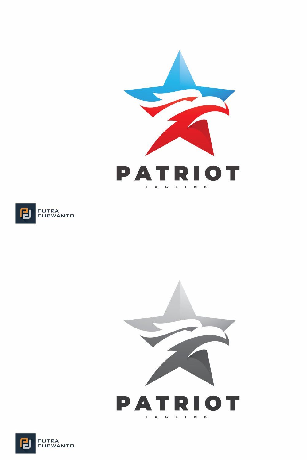 Colorful Eagle Head Star Logo Design pinterest preview image.