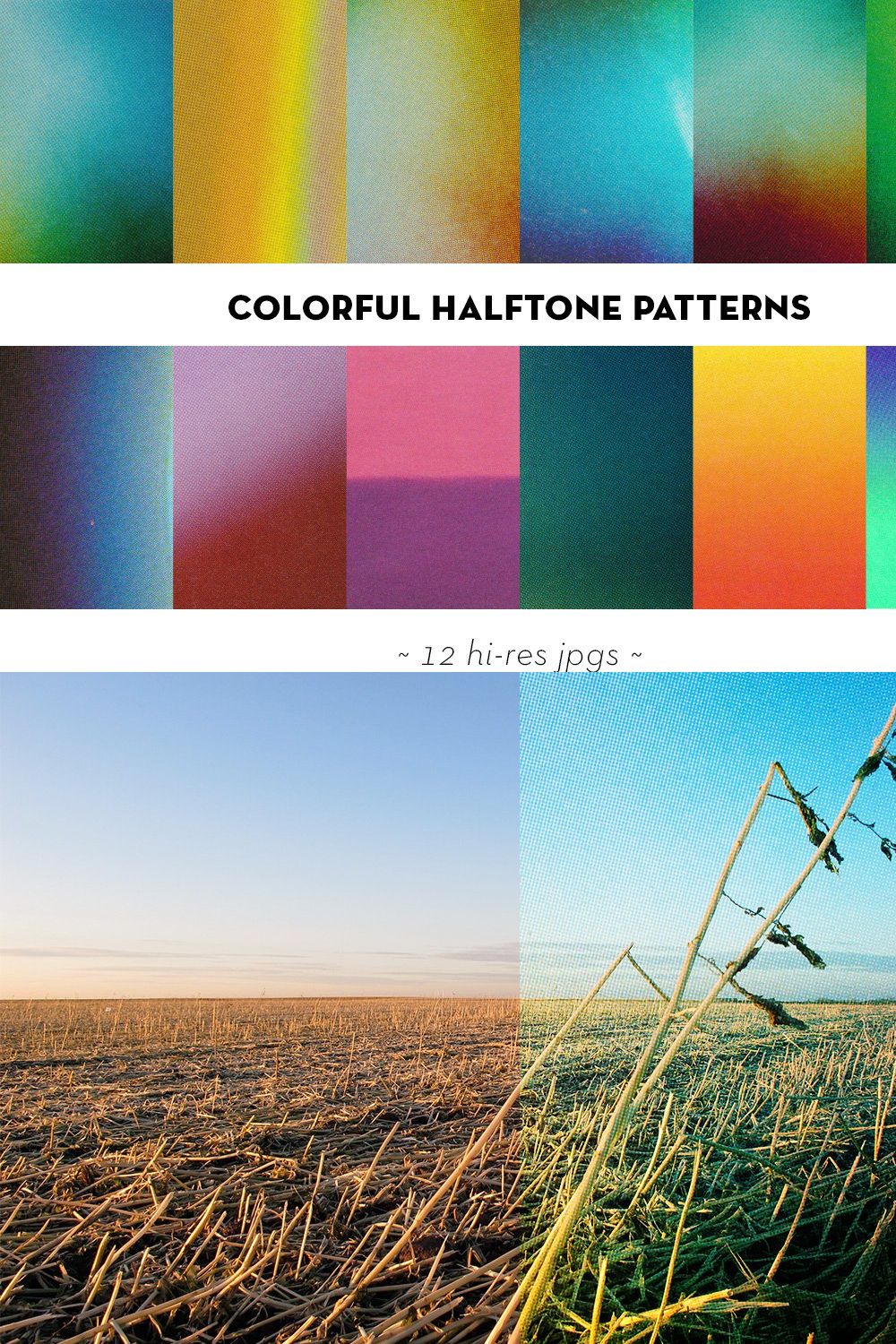 Colorful halftone textures set pinterest preview image.