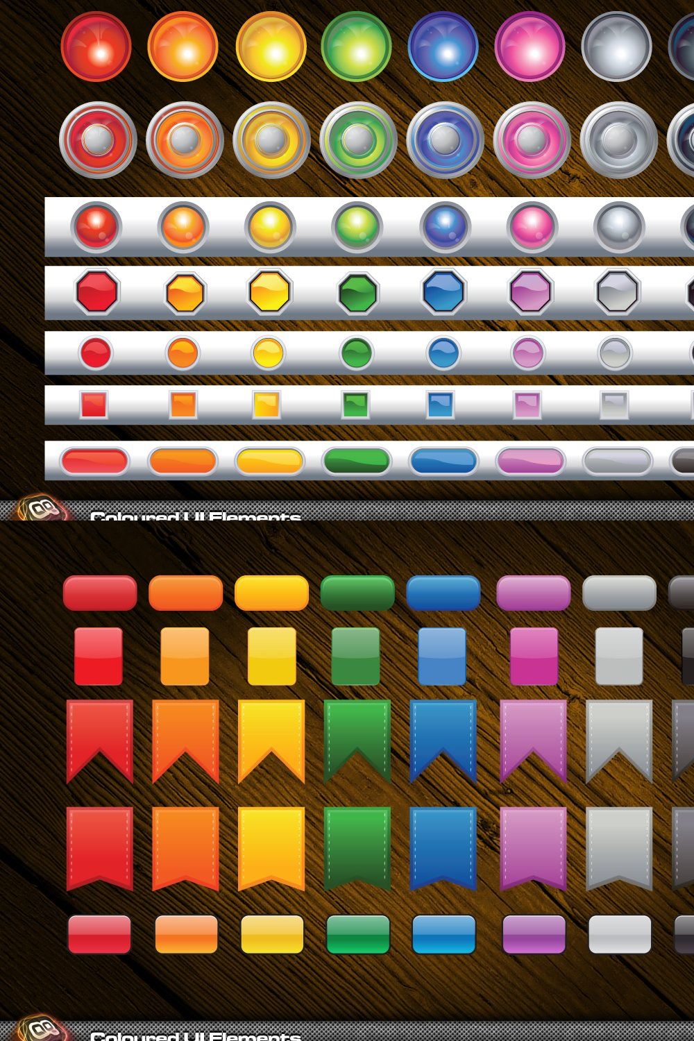 Coloured UI Elements pinterest preview image.