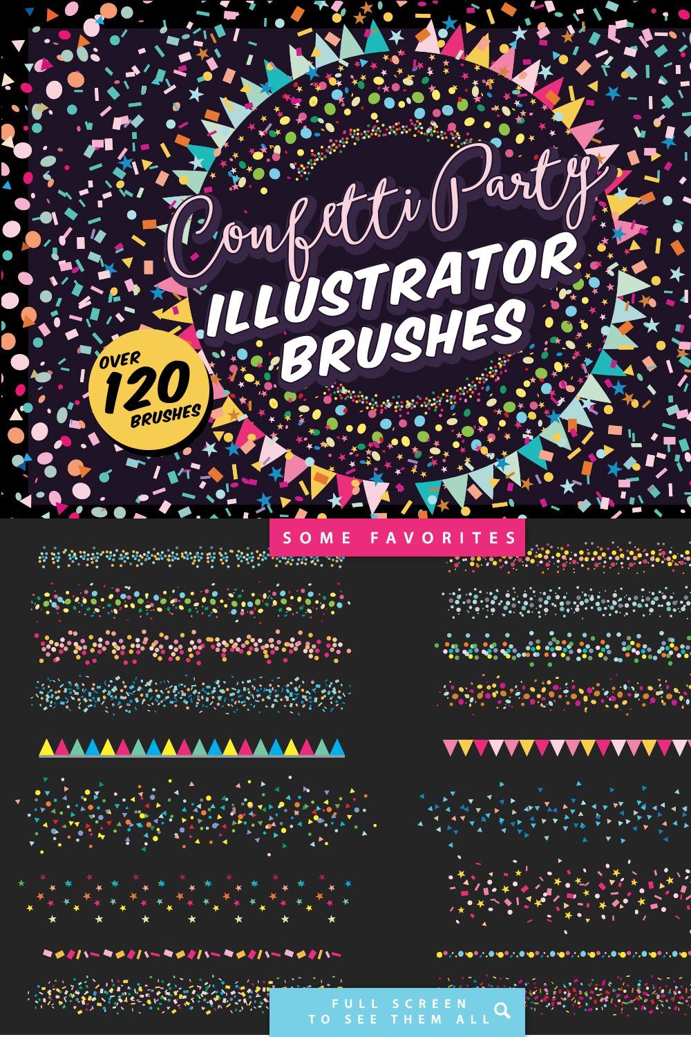 Confetti Party Illustrator Brushes pinterest preview image.