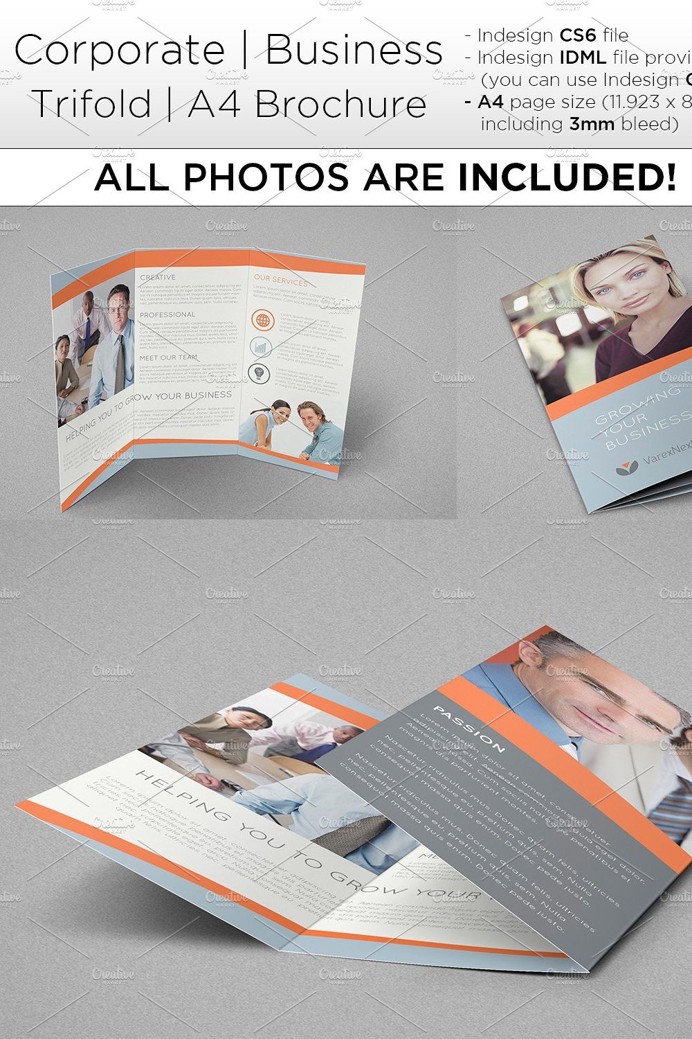 Corporate A4 Trifold Brochure pinterest preview image.