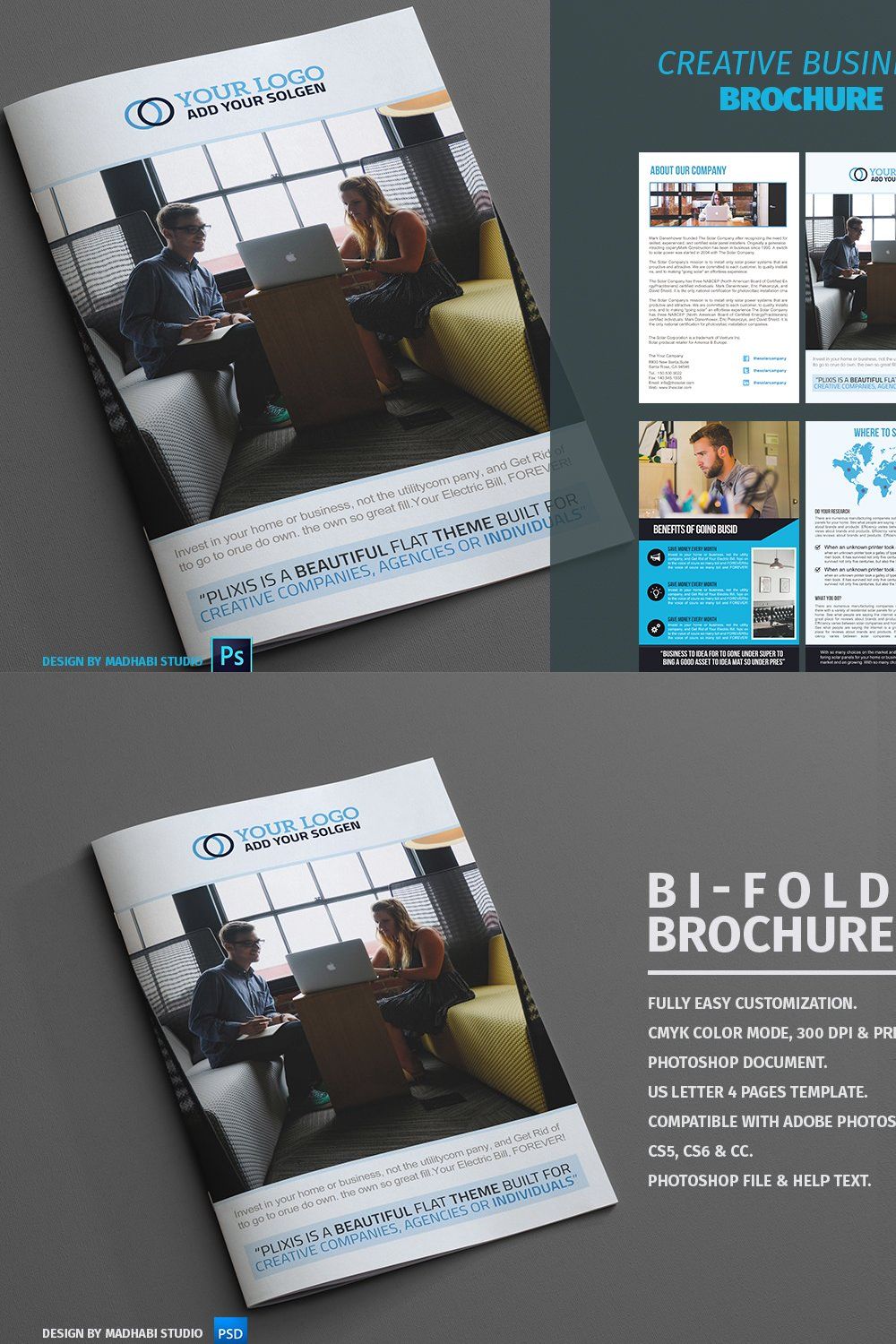 Corporate Bifold Brochure Vol 02 pinterest preview image.