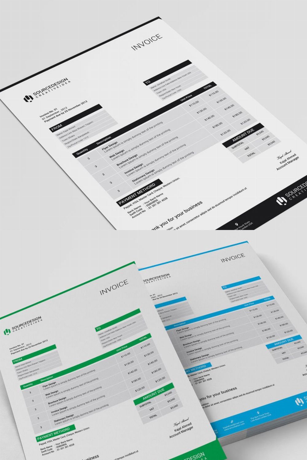 Corporate Invoice pinterest preview image.