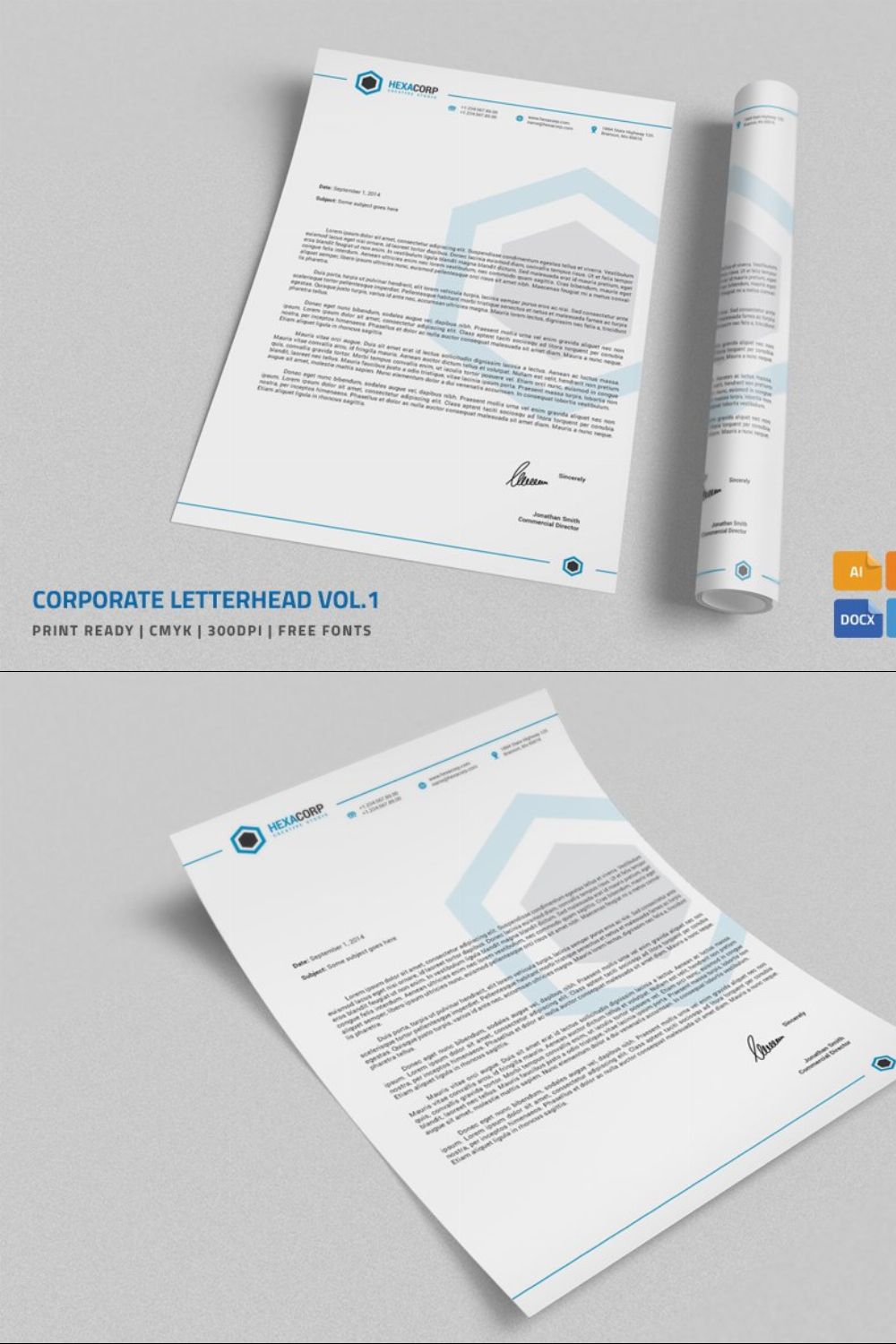 Corporate Letterhead 1 with MS Word pinterest preview image.