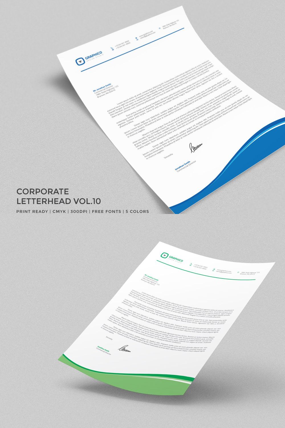 Corporate Letterhead 10 with MS Word pinterest preview image.