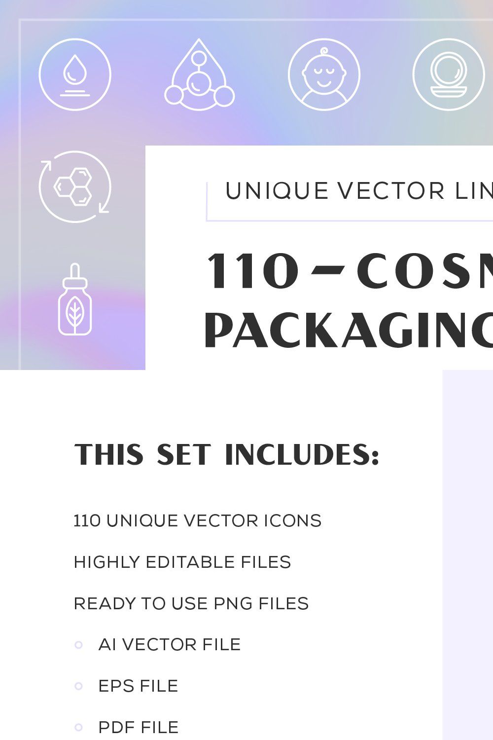 Cosmetics Packaging Icons pinterest preview image.