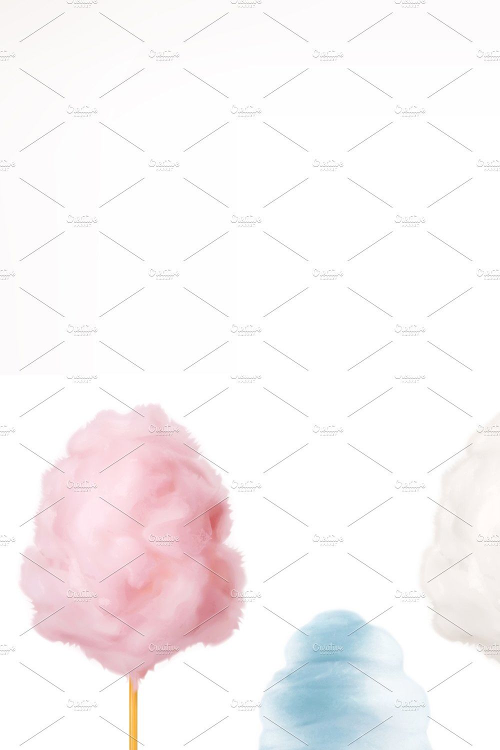 Cotton candy. Sugar clouds. Vector pinterest preview image.