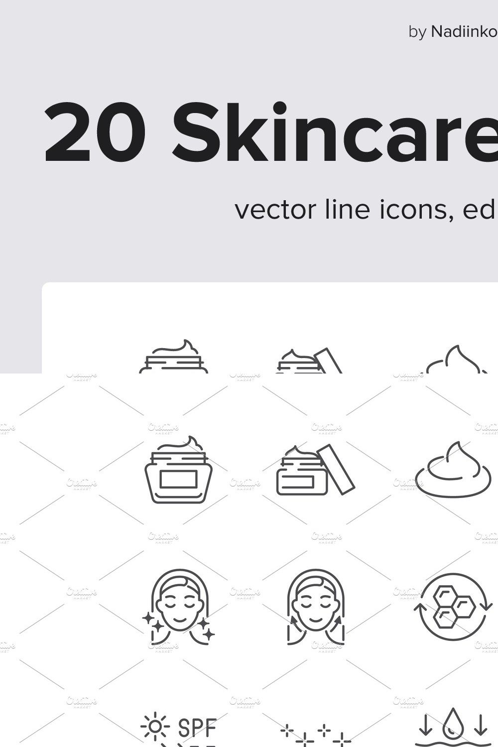 Cream Line Icons pinterest preview image.