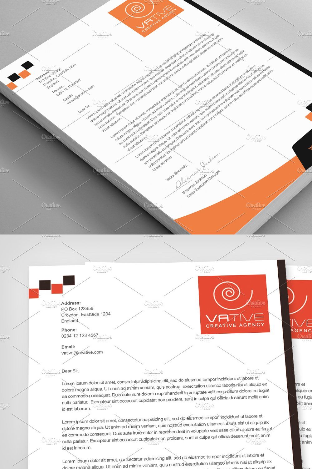 Creative Agency Corporate Letterhead pinterest preview image.
