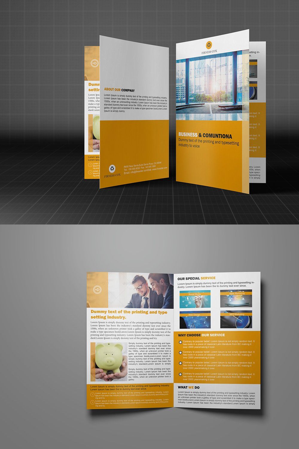 Creative Bifold Business Brochure pinterest preview image.