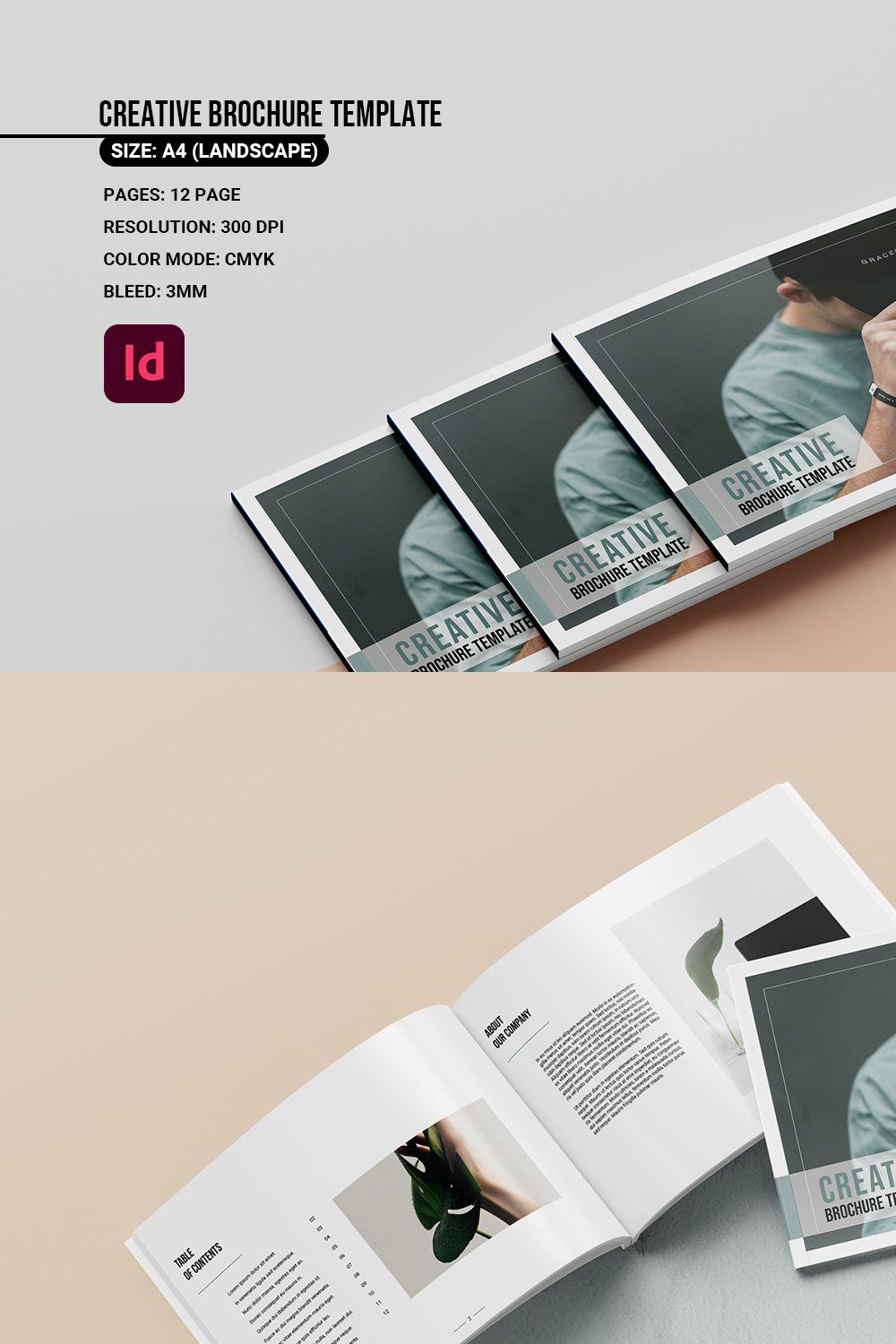 Creative Brochure Template pinterest preview image.
