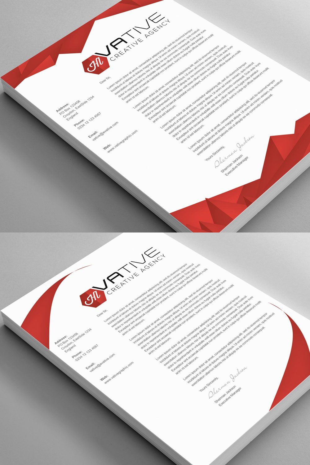 Creative Corporate Agency Letterhead pinterest preview image.