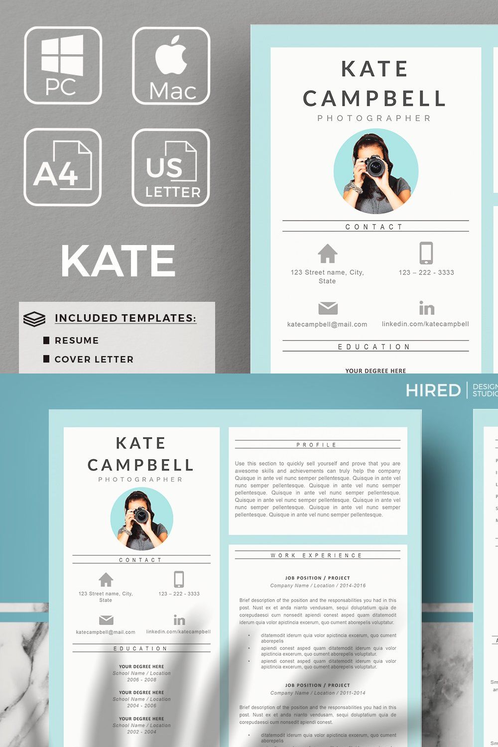 Creative CV + Resume Writing guide pinterest preview image.