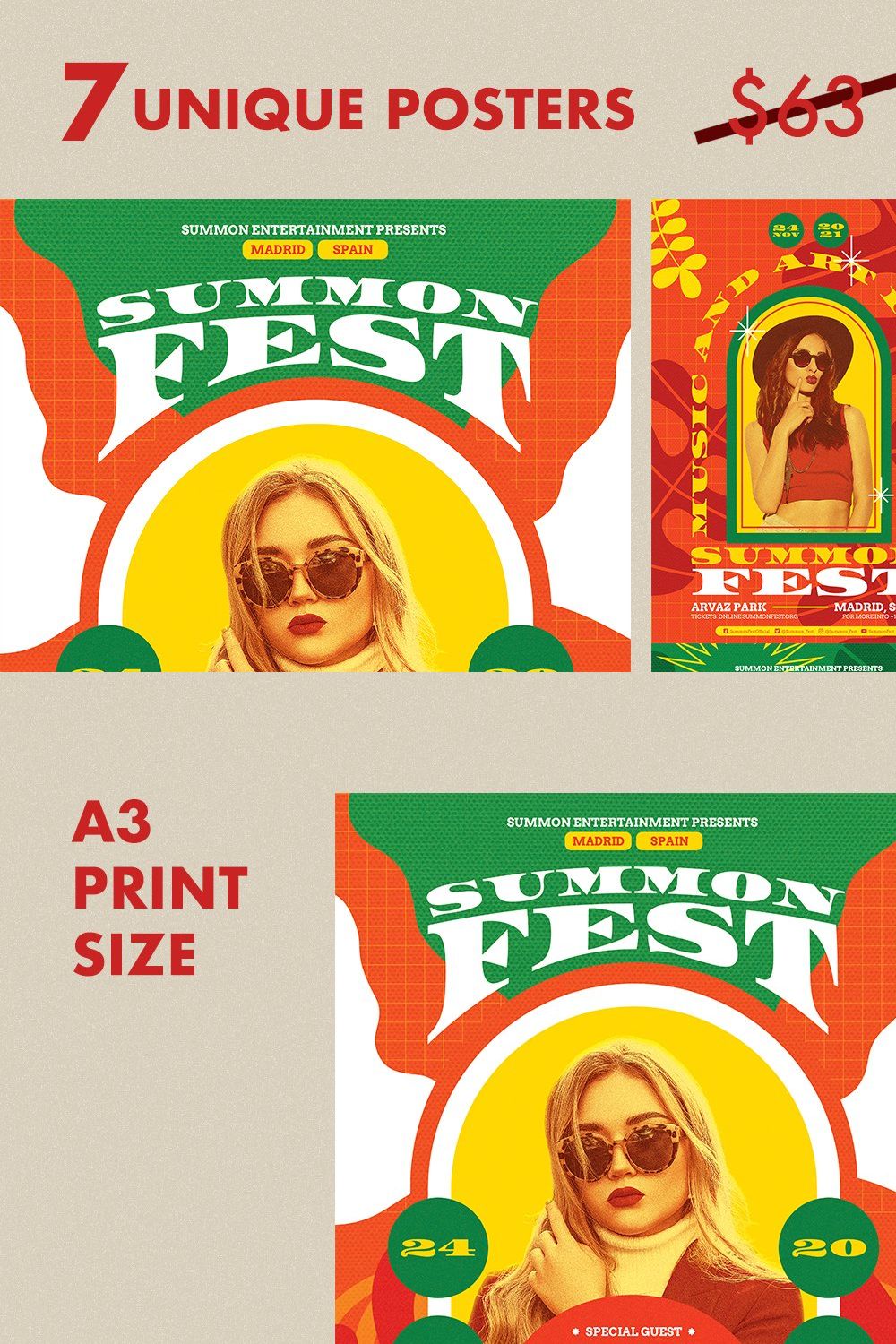 Creative Festival Poster Templates pinterest preview image.