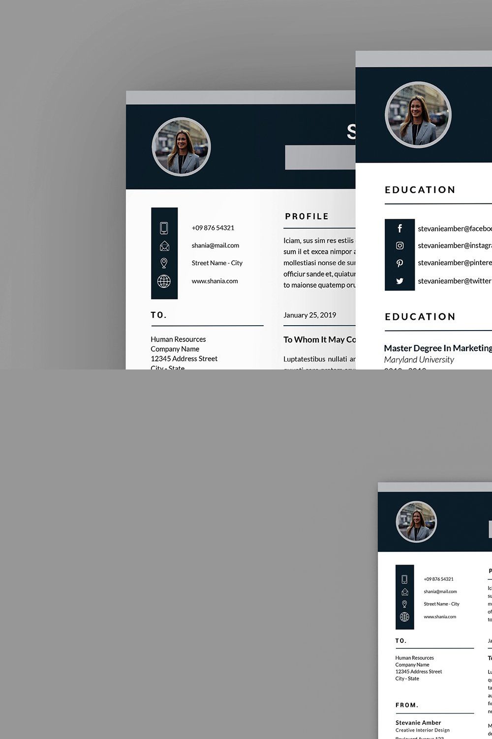 Creative Interior Resume Designer pinterest preview image.