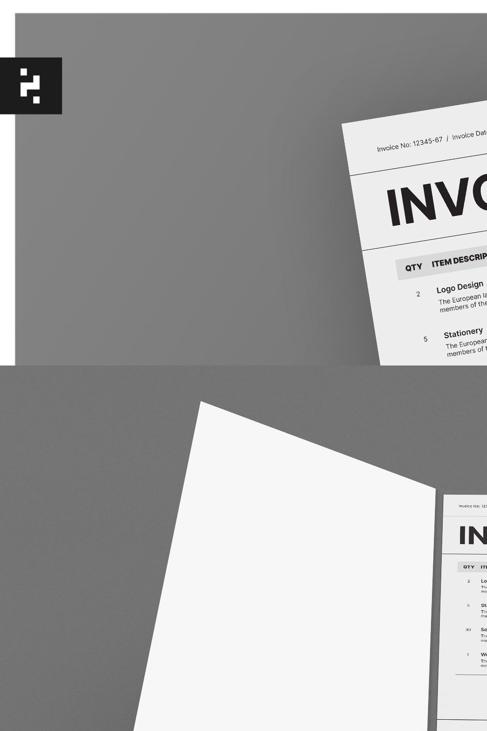Creative Minimal Invoice Template pinterest preview image.
