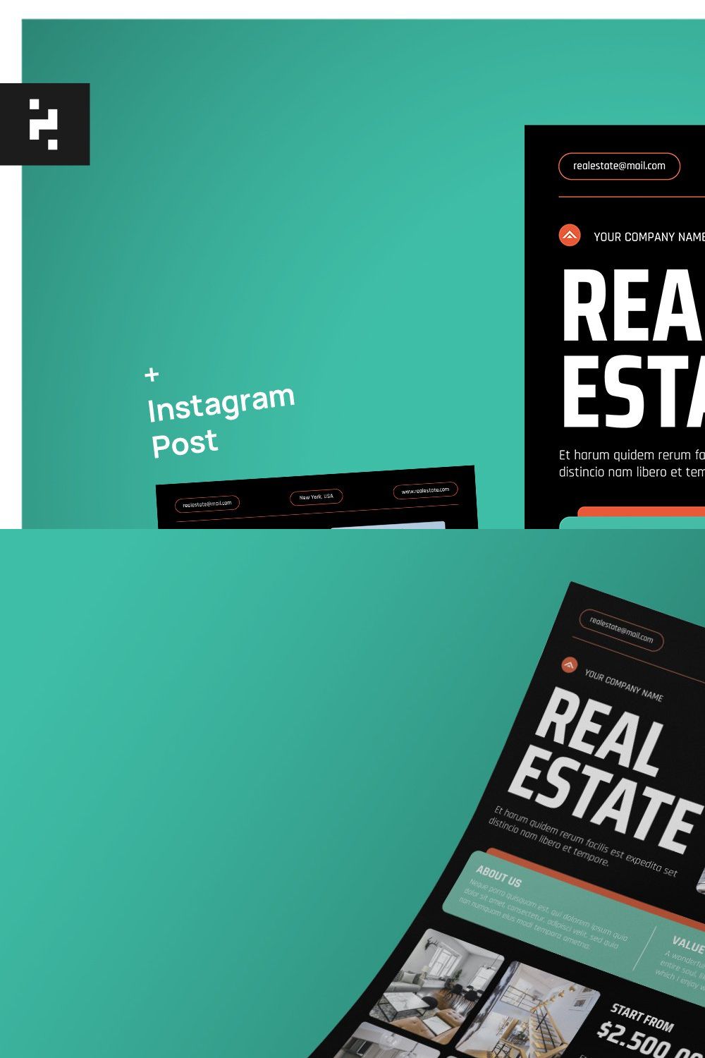 Creative Real Estate Flyer pinterest preview image.