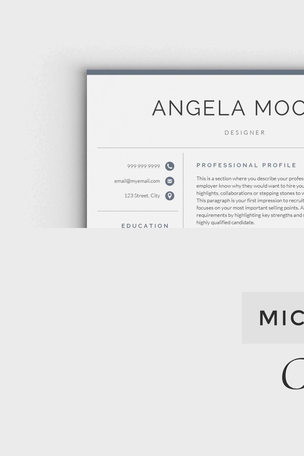 Creative Resume pinterest preview image.