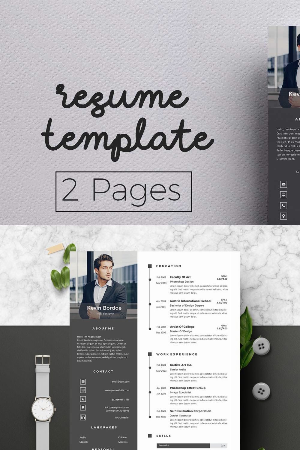 Creative Resume & CoverLetter pinterest preview image.