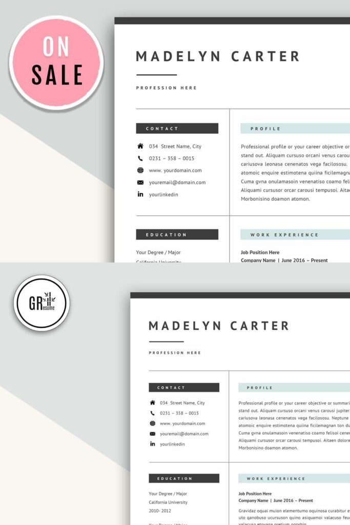 Creative Resume CV Template for Word – MasterBundles