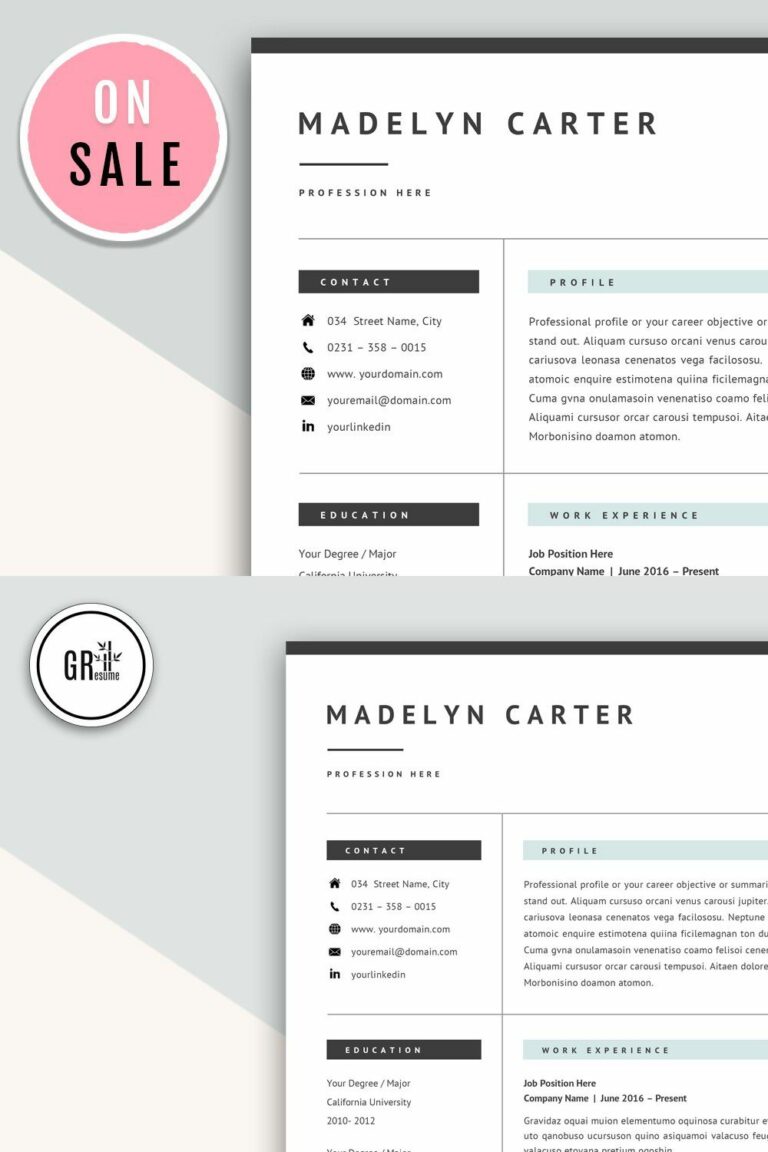 Creative Resume CV Template for Word – MasterBundles