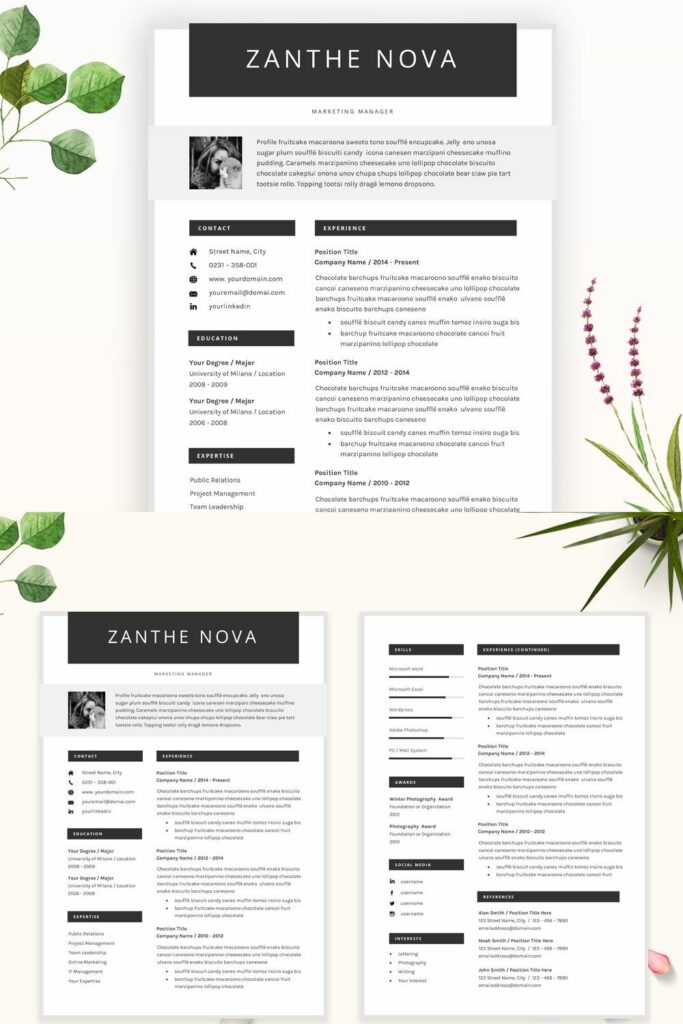 Creative Resume CV Template - ZN – MasterBundles