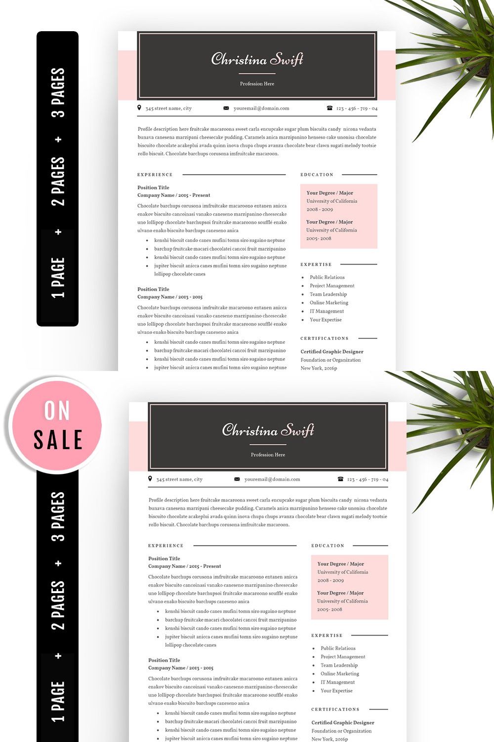 Creative Resume Template pinterest preview image.