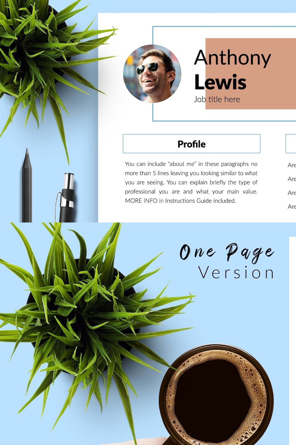 Creative Resume Template - Anthony pinterest preview image.