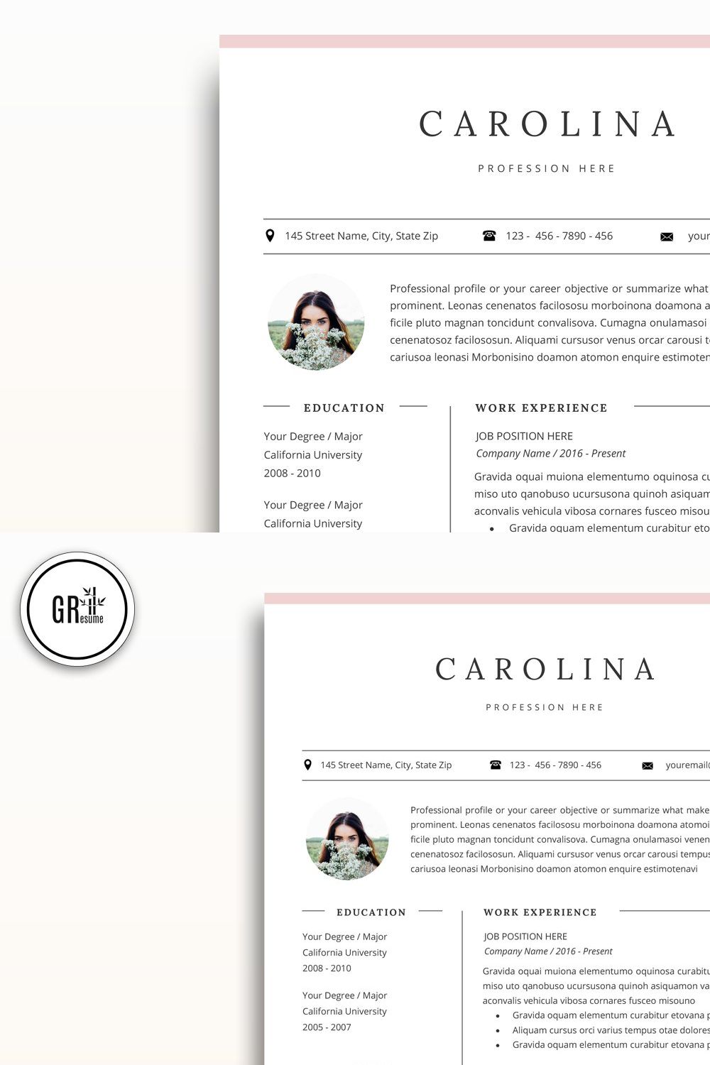 Creative Resume Template CV for Word pinterest preview image.