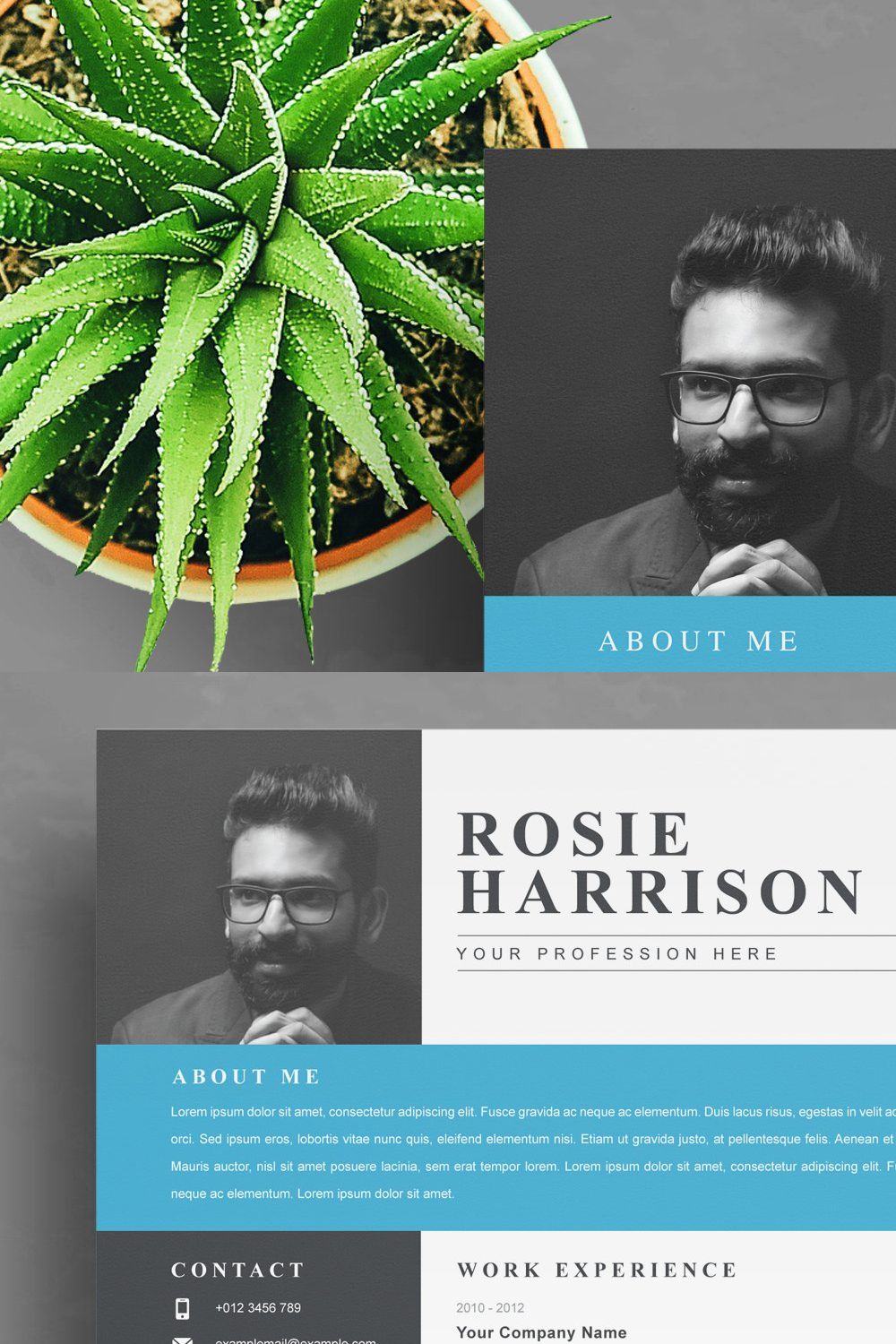 Creative Resume Template For Ms Word pinterest preview image.