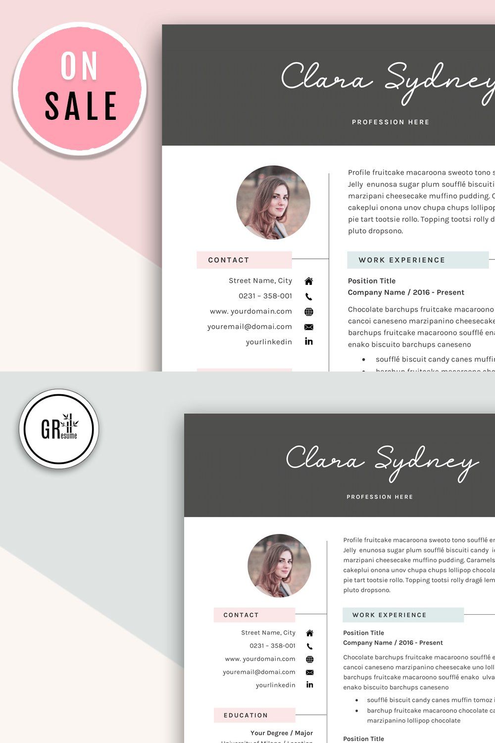 Creative Resume Template for Word pinterest preview image.