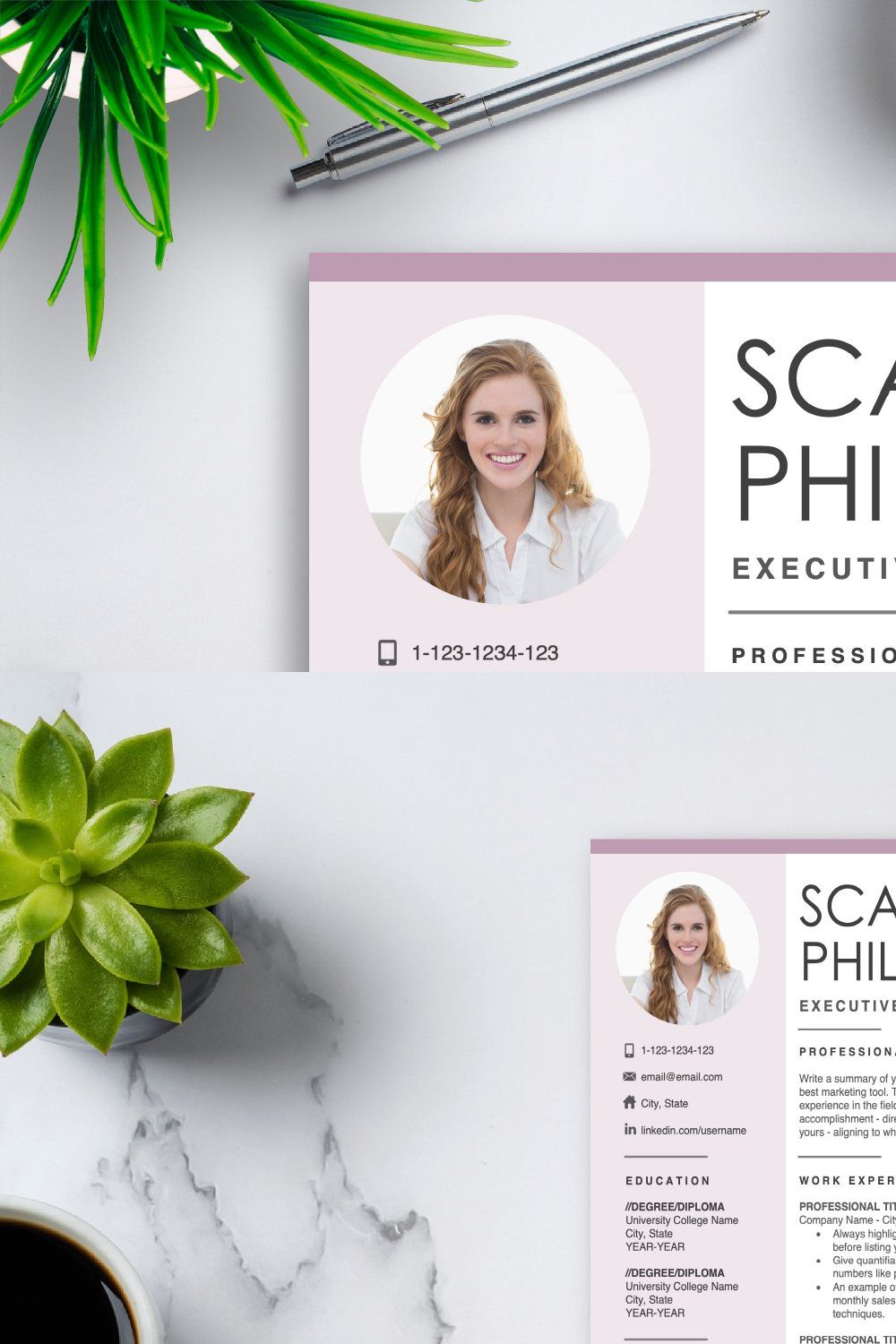 Creative Resume with Photo Picture pinterest preview image.
