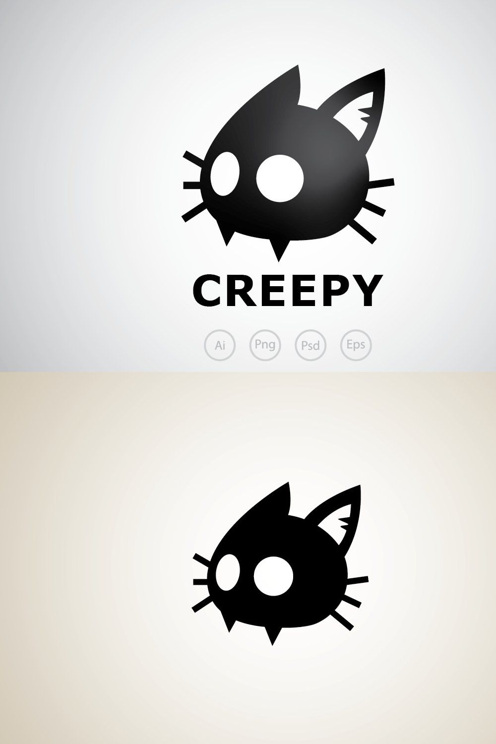 Creepy Cat Logo Template pinterest preview image.
