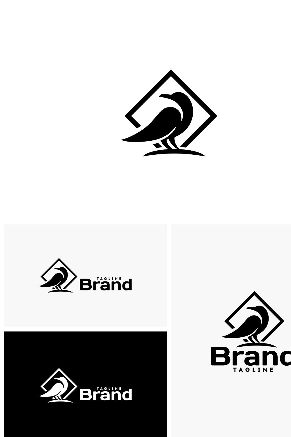 Crow Logo Template pinterest preview image.