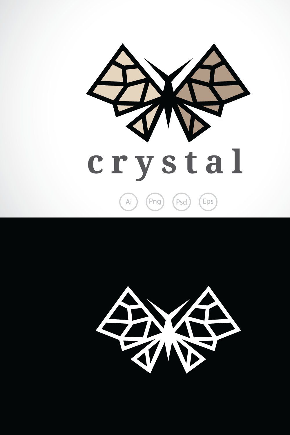 Crystal Butterfly Logo Template pinterest preview image.