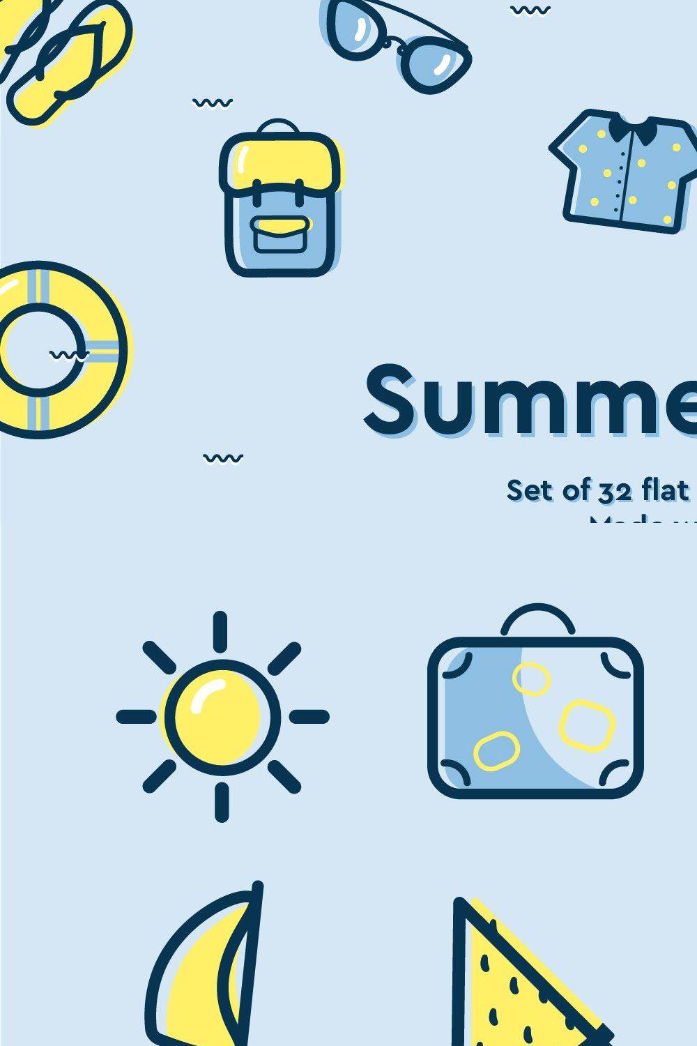 Curvy summer icons pinterest preview image.