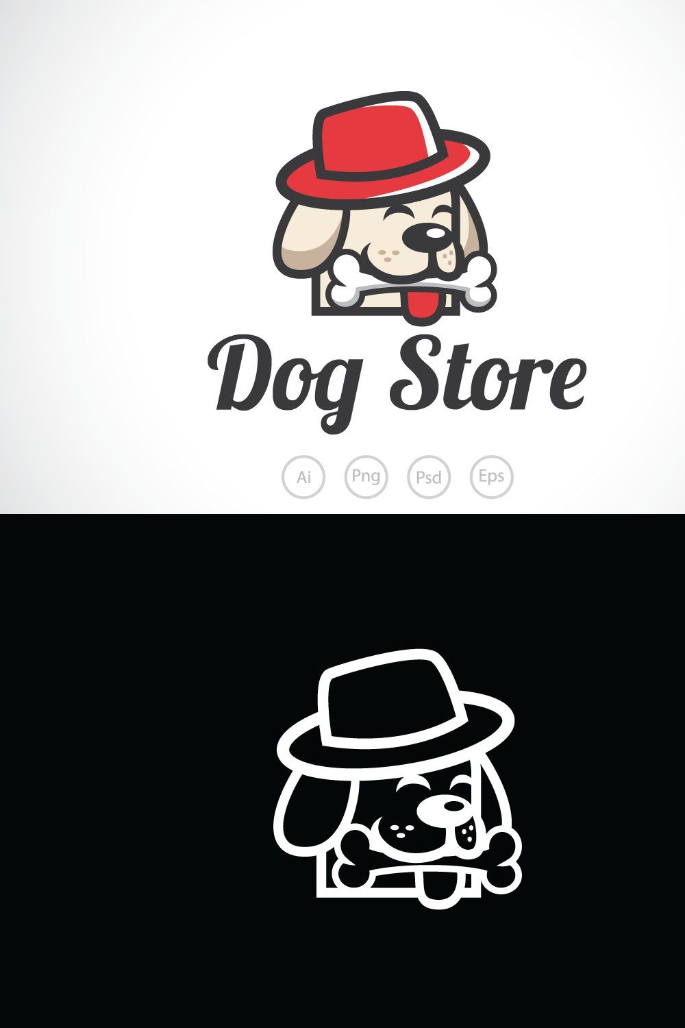 Cute Dog Store Logo Template pinterest preview image.