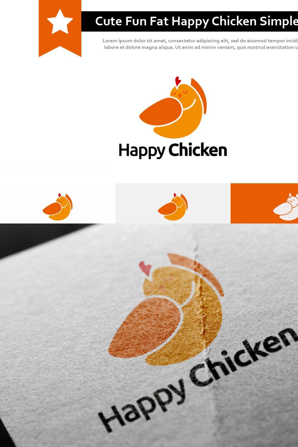 Cute Fun Fat Happy Chicken Logo pinterest preview image.