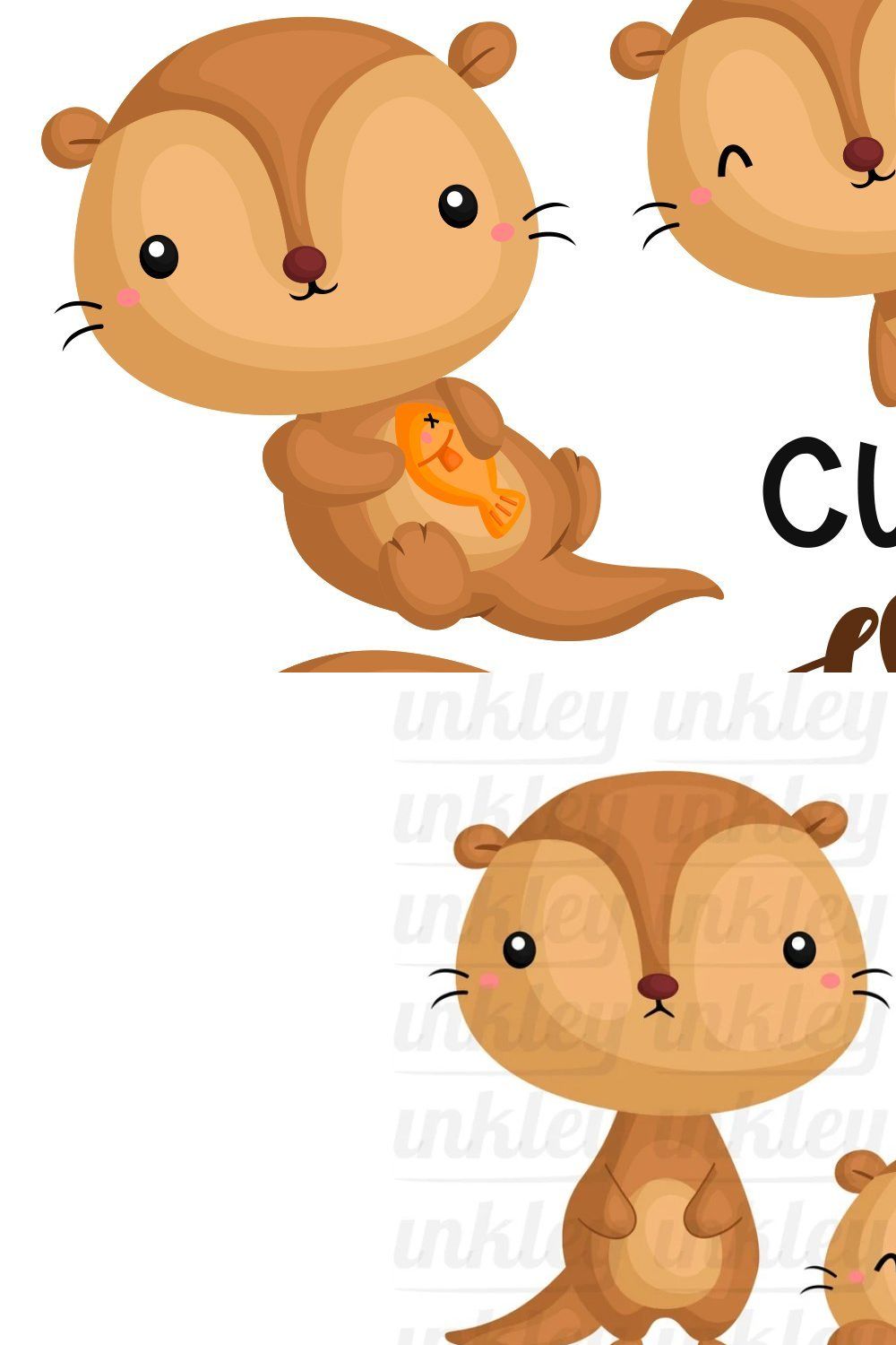 Cute Otter Animal Clipart pinterest preview image.
