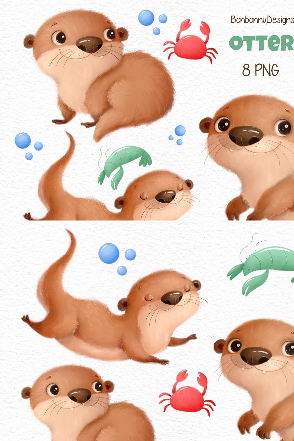 Cute Otter Clipart pinterest preview image.