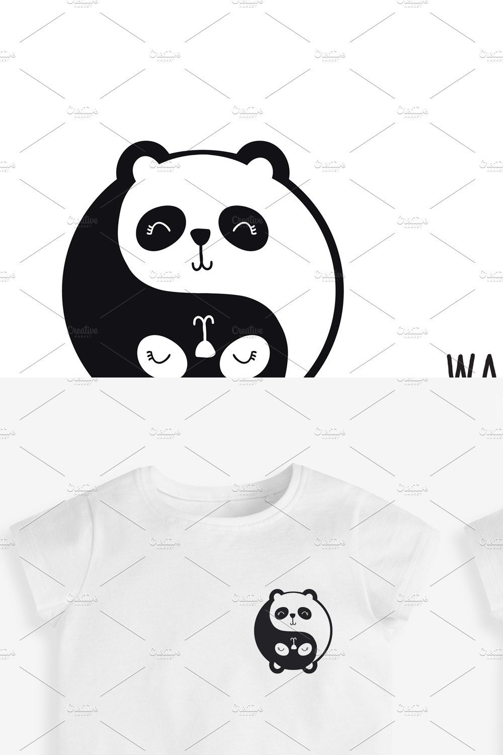 Cute panda vector illustration pinterest preview image.