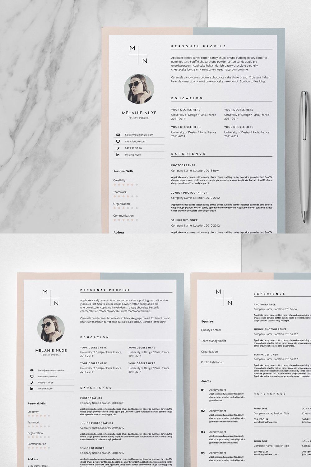CV Design & Cover Letter / Melanie pinterest preview image.
