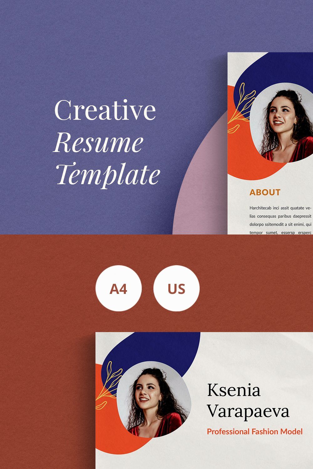 CV Resume | Creative pinterest preview image.