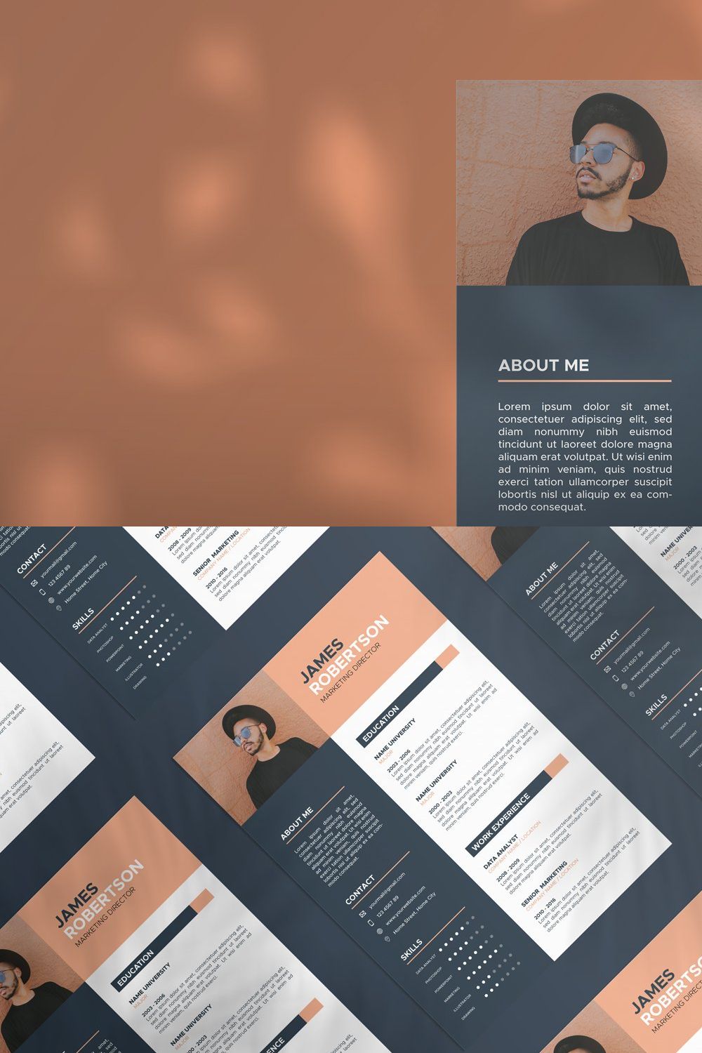 CV Resume Template - 05 pinterest preview image.